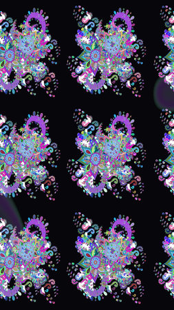 Cute sketch pattern with a small flower in a vintage style. Raster illustration. Bright bouquets on a fashion grunge background. Blossoming background for printing on fabric, wallpaper and paper.の写真素材
