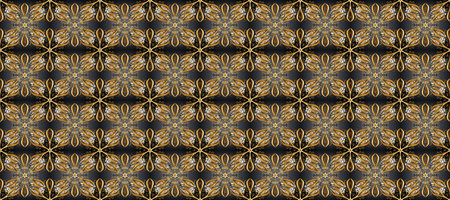 Traditional oriental ornament. Classic vintage background. Seamless classic raster golden pattern. Seamless pattern on gray and brown colors with golden elements.の写真素材