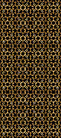 Seamless pattern in oriental style. In cute curls style. Ornate floral ornament. Raster illustration. Illustration in black, beige and brown colors. Urban pattern for textile and fabric.の写真素材