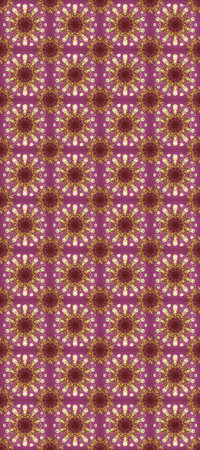 Golden pattern on purple and brown colors with golden elements. Seamless damask pattern background for wallpaper design in the style of Baroque. Ornate raster decoration.の写真素材