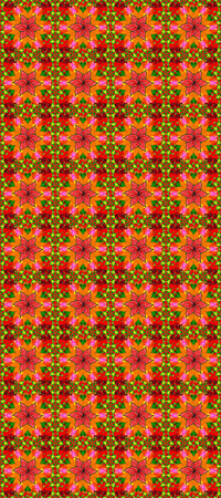 Seamless pattern with colorful paisley, red, green and orange flowers and decorative elements. Vintage retro style. For print on fabric, textiles, wallpaper. Seamless background. Raster illustration.の写真素材