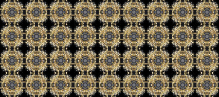 Seamless oriental ornament in the style of baroque. Traditional classic golden raster pattern on gray, beige and brown colors with golden elements.の写真素材