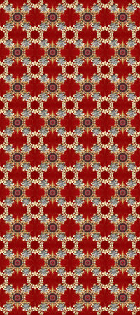 Golden element on a red, beige and brown colors. Golden floral seamless pattern. Gold floral...