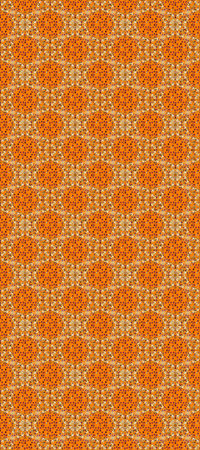 Golden element on brown and orange colors. Ornate raster decoration. Vintage baroque floral seamless pattern in gold over brown and orange. Luxury, royal and Victorian concept.の写真素材