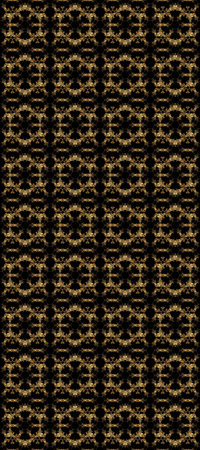 Golden element on black, beige and brown colors. Gold black, beige and brown floral ornament in...