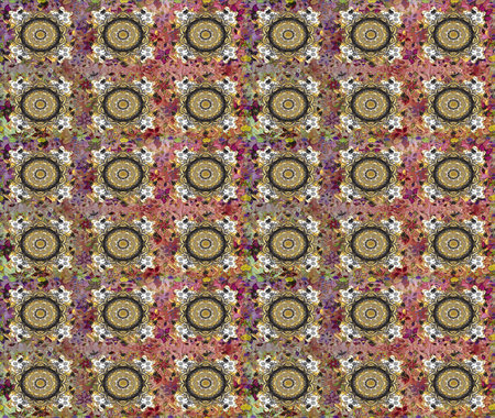 Beautiful watercolor flowers, bright painting inspigray and brown flower print seamless background. Raster.の写真素材