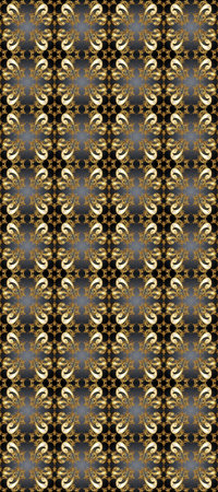Golden pattern on brown, beige and gray colors with golden elements. Seamless classic raster golden...