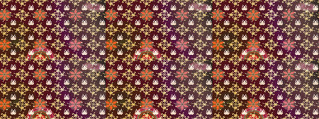 Flowers on brown and purple colors. Raster illustration. Sketch flower pattern can be used for...