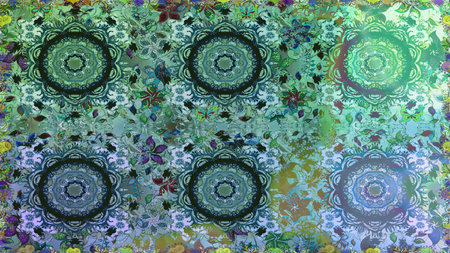 Classic vintage background. Traditional oriental ornament. Seamless pattern on blue colors with...