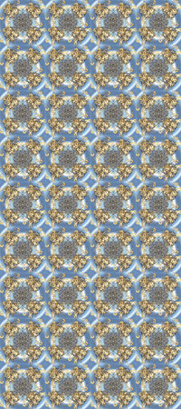 Seamless damask classic golden pattern. Golden seamless pattern on blue, gray and beige colors with...