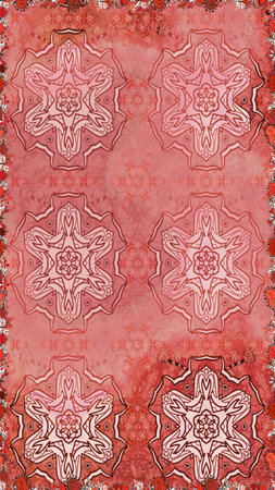 Raster illustration. Ultrafashionable fabric pattern. Organic motif background. Seamless pattern.の写真素材