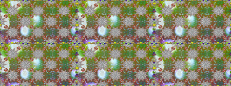 Seamless flowers pattern. Raster illustration. In asian textile style on brown and gray colors.