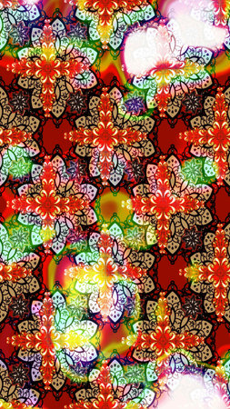 Hand drawn Raster illustration. Of doodle elements. Sketch flower pattern can be used for wallpaper,...