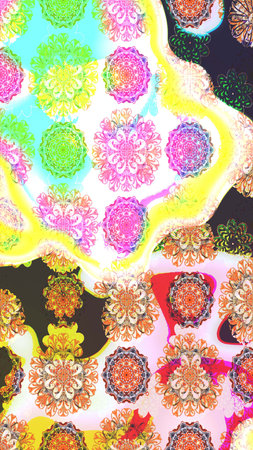 Cute flowers. Raster Trendy fabric pattern. Line sketch pattern.
