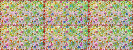 Seamless pattern with bright flowering carpet of plants on a neutral and green colors.