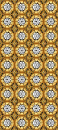 Islamic design. Golden pattern on brown, yellow and beige colors with golden elements. Seamless...