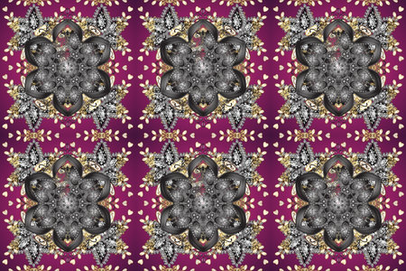 Damask seamless repeating pattern. Antique golden repeatable wallpaper. Gold floral ornament in...