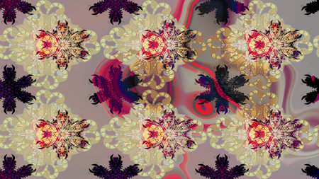 Flowers on beige colors. Sketch Floral Pattern in Raster illustration.