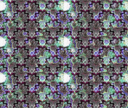 Flowers on gray colors. Raster illustration. Tropical sketch floral pattern.