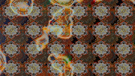 Sketch Floral Pattern in Raster illustration. Flowers on brown and gray colors.