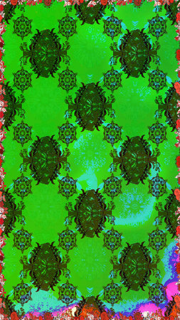 Raster Cute fabric pattern. Flat Flower Elements Design. Seamless vintage. Color Spring Theme...