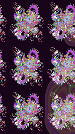 Amazing collage paradise style for floral design. Blossom lilies sketch background. Bright floral...