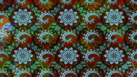 Flowers on blue and green colors. Flat Flower Elements Design. Cute flower raster pattern. Color Spring Theme sketch pattern Background.の写真素材