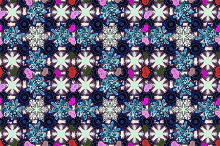 Flat Flower Elements Design. Color Summer Theme seamless pattern Background. Cute seamless pattern....