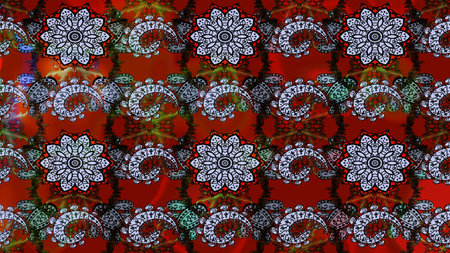 Hand drawn flower sketch pattern (tile). Watercolor sketch pattern for textile. Colorful sketch...