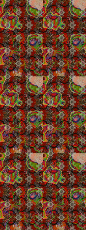Background texture, wallpaper, floral theme in brown, red and beige colors. Tribal art boho print,...