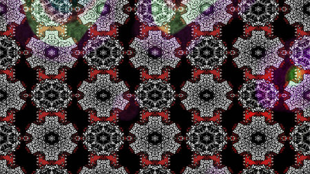 Floral hand drawn sketch pattern. Modern flourish black and gray raster background wallpaper illustration with vintage line art tracery paisley flowers, flowery ornaments.の写真素材