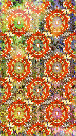 Raster golden pattern. Seamless textured curls. Oriental style arabesques golden pattern on a brown...