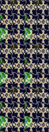 Sketch Floral Pattern in Raster illustration. Flowers on black colors in watercolor style.