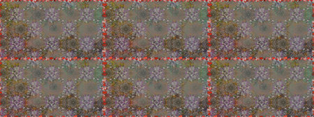 Seamless pattern with bright flowering carpet of plants on a gray colors.