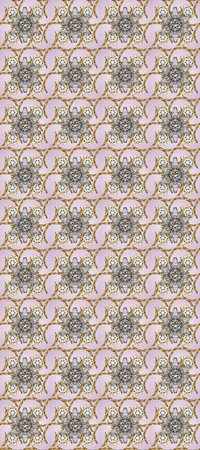 Raster seamless pattern with floral ornament. Ornamental lace tracery. Golden ornate illustration...