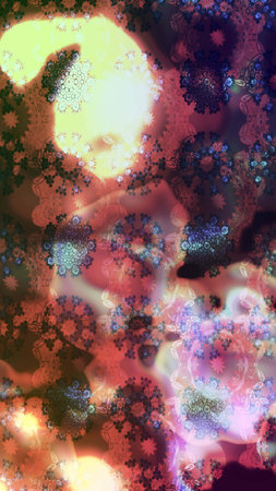 Raster illustration. Abstract sketch pattern with hand drawing flowers. Flowers on brown colors.の写真素材