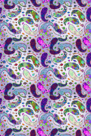 Trendy fabric pattern. Cute flowers. Line seamless pattern.の写真素材