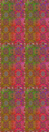 Vintage outline illustration. Raster flower print. Floral brown and green seamless pattern.