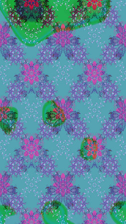 Vintage flowery pattern. Soft cotton design. Soft tile. Raster frourish texture. Sketch floral...