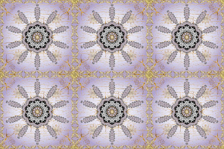 Raster illustration. Raster golden pattern. Neutral and gray colors with gold elements. Oriental...