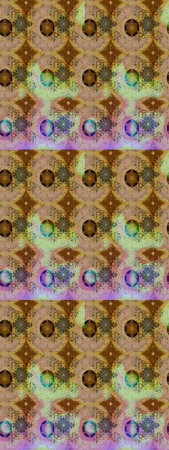 In asian textile style on colors. Raster illustration. Floral sketch pattern with watercolor flowers.の写真素材