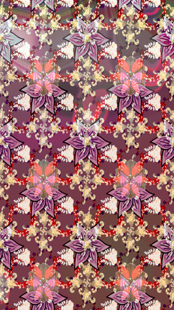 Raster illustration. Sketch Tony fabric pattern. Cute Floral pattern in the small flower....