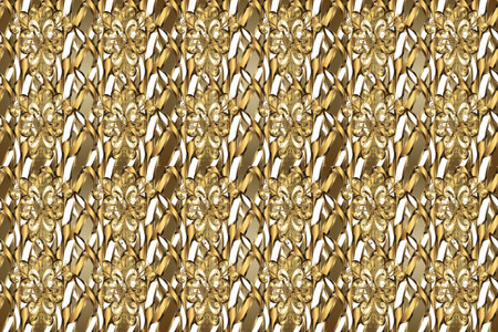 Seamless vintage pattern on brown, beige and neutral colors with golden elements. Golden seamless...