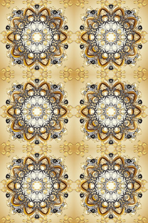 Golden element on a colors. Gold floral ornament in baroque style. Golden floral seamless pattern....