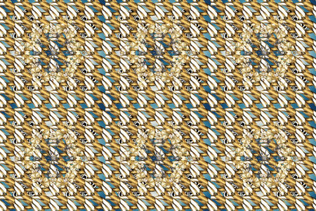 Raster seamless pattern with gold antique floral medieval decorative, leaves and golden pattern...