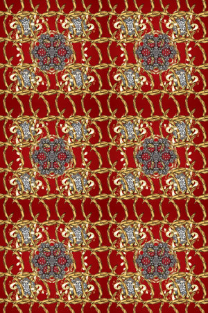 Golden floral seamless pattern. Damask background. Gold floral ornament in baroque style. Golden...