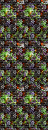 Flourish ornamental spring garden texture. Flowers on gray colors. Raster illustration. Flower...