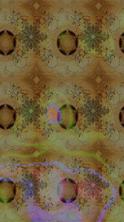 Raster illustration. Sketch pattern with cute flowers and leaves on brown colors, watercolor floral pattern, tileable for wallpaper, card or fabric.の写真素材