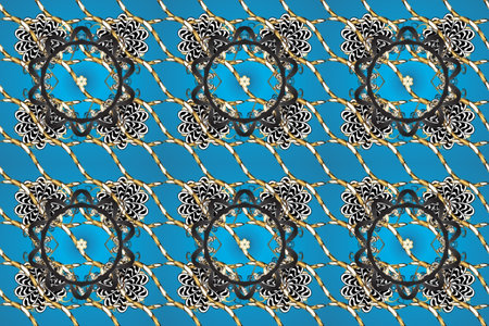 Gold floral ornament in baroque style. Golden floral seamless pattern. Damask background. Golden...