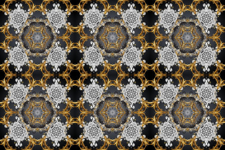 Vintage design element in Eastern style. Raster seamless pattern with floral ornament. Ornamental...